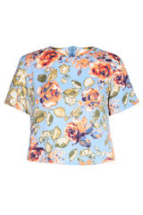 Orange and Green Rose Printed Top